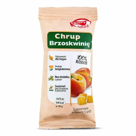 Brzoskwinia Suszona Bezglutenowa Bez Dodatku Cukru Kostka 12 g - Crispy Natural
