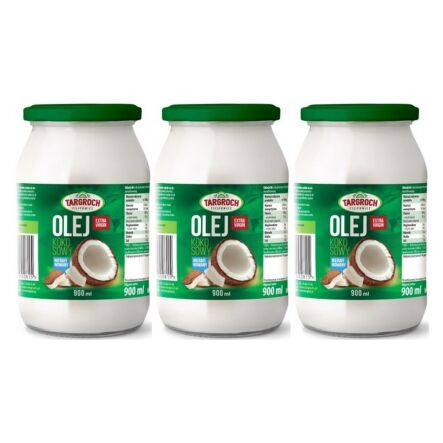 Zestaw 3 x Olej Kokosowy Extra Virgin Nierafinowany Surowy Zapachowy 900 ml - Targroch