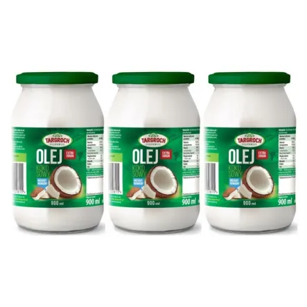 Zestaw 3 x Olej Kokosowy Extra Virgin Nierafinowany Surowy Zapachowy 900 ml - Targroch
