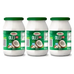 Zestaw 3 x Olej Kokosowy Extra Virgin Nierafinowany Surowy Zapachowy 900 ml - Targroch