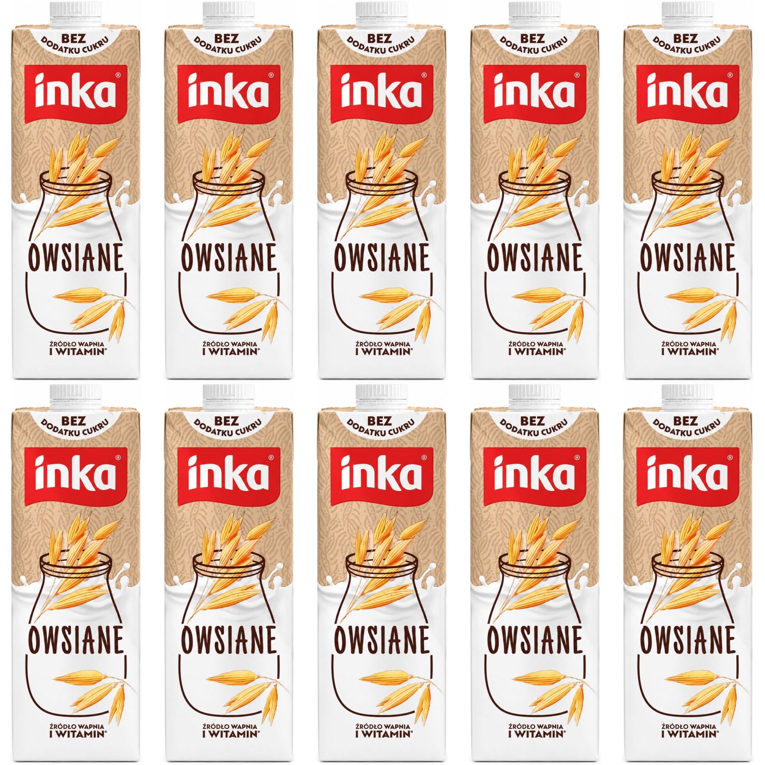 10 x Napój Owsiany Bez Dodatku Cukru 1 l - Inka