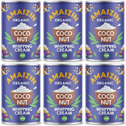 6 x Krem Kokosowy do Ubijania Bio Puszka 400 ml - Amaizin