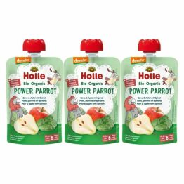 3 x Mus Moc Papugi (Gruszka, Jabłko, Szpinak) Bez Dodatku Cukru Bio Demeter 100 g - Holle