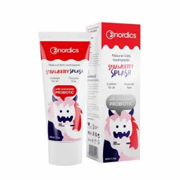 Pasta Do Zębów Dla Dzieci o Smaku Truskawki z Probiotykami Bez Fluoru 50 ml - Nordics