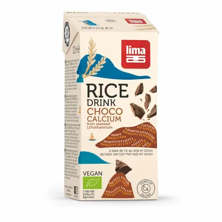 Napój Ryżowo-Kakaowy z Wapniem z Alg Morskich Bezglutenowy Bio 200 ml - Lima