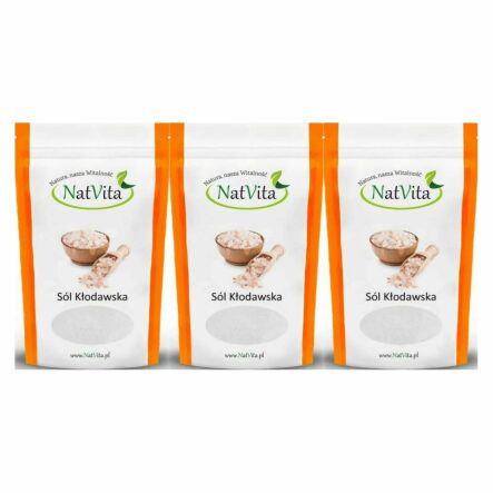 3 x Sól Kłodawska Kamienna Różowa Miałka 700 g - Natvita