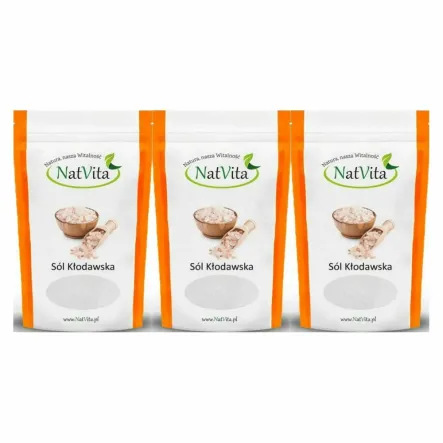 3 x Sól Kłodawska Kamienna Różowa Miałka 700 g - Natvita