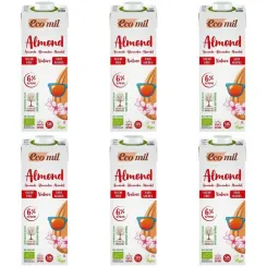 6 x Napój Migdałowy Bezglutenowy Niesłodzony Bio 1 l UHT - Ecomil