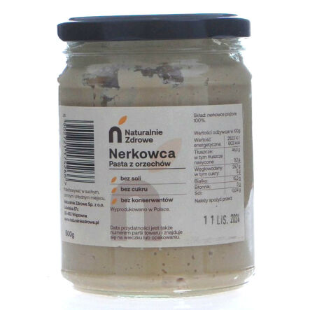 Pasta z Orzechów Nerkowca 500 g - Naturalnie Zdrowe (data: 30.09.2025)