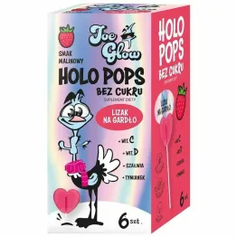 Lizaki na Gardło o Smaku Malinowym Bez Cukru Bezglutenowe 6 Sztuk - Holo Pops