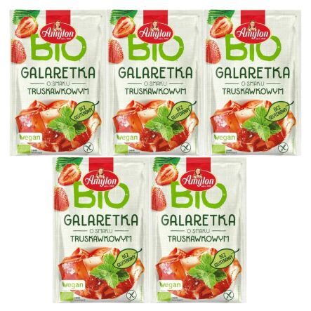 5 x Galaretka o Smaku Truskawkowym z Agarem Bezglutenowa BIO 40 g - Amylon