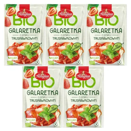 5 x Galaretka o Smaku Truskawkowym z Agarem Bezglutenowa BIO 40 g - Amylon