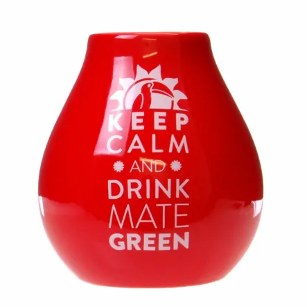 Matero Ceramico Luka Red 350 ml z Logo Mate Green Czerwony Kubek do Yerba Mate