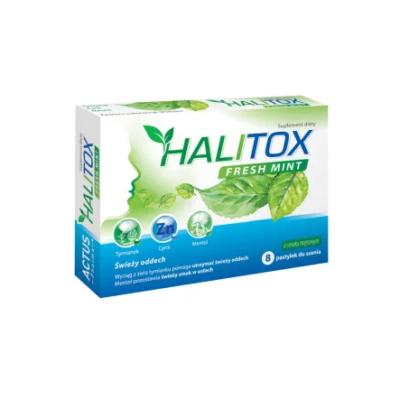 Halitox Fresh Mint Świeży Oddech 8 Pastylek - Actus Pharma- Przecena Krótka Data Minimalnej Trwałości