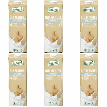 6 x Napój Migdałowy Bez Dodatku Cukrów Bezglutenowy Bio 1 L  UHT Natumi