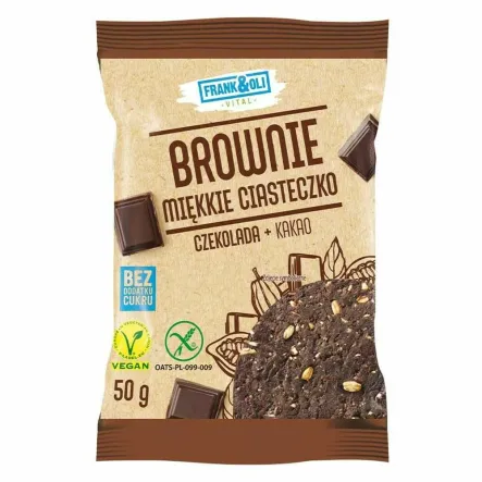 Ciastko Brownie Czekolada i Kakao Bez Dodatku Cukru Bezglutenowe 50 g - Frank&Oli