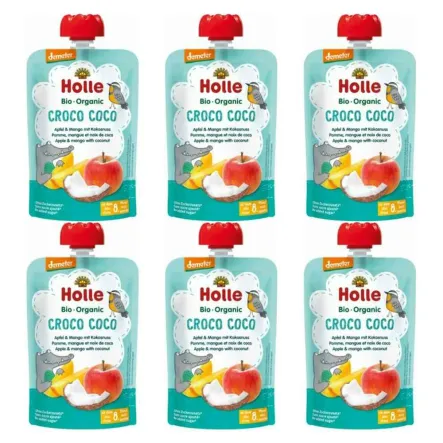 6 x Mus Owocowo - Kokosowy Krokodyl (Jabłko, Mango, Kokos) Bio Demeter 100 g - Holle