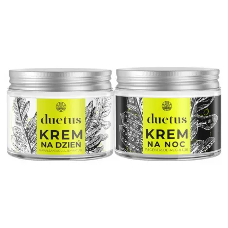 Zestaw Krem na Dzień (Nawilża, Reguluje, Matuje) 50 ml - DUETUS + Krem na Noc (Regeneruje, Reguluje) 50 ml - DUETUS