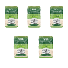 5 x Sól Kłodawska Kamienna Spożywcza Biała Jodowana 1 kg - Kopalnia Soli Kłodawa