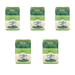 5 x Sól Kłodawska Kamienna Spożywcza Biała Jodowana 1 kg - Kopalnia Soli Kłodawa