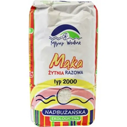Mąka Żytnia Razowa Nadbużańska Typ 2000 Bio 1 Kg Młyny Wodne  - Przecena Krótka Data Minimalnej Trwałości