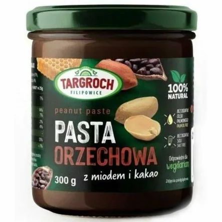 Pasta Orzechowa +Miód +Kakao 300 g - Targroch