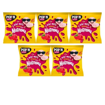 5 x Mini Wafelki Kukurydziane z Polewą Malinową 35 g - Sante