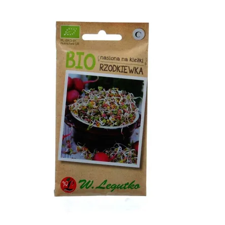 Eko Bio Nasiona na Kiełki Rzodkiewka 10 g Legutko - Przecena Krótka Data Minimalnej Trwałości