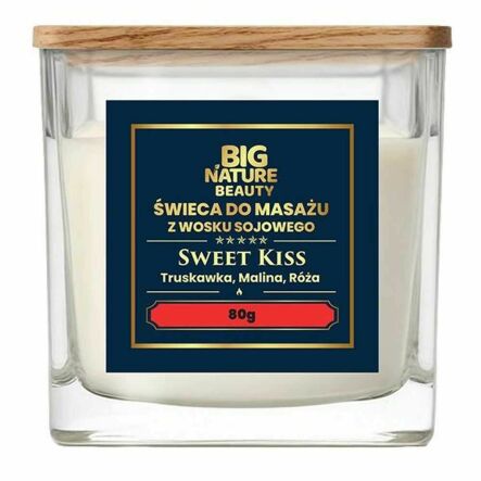 Świeca Sojowa do Masażu SWEET KISS Truskawka, Malina i Róża 80 g - Big Nature