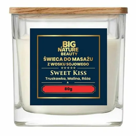 Świeca Sojowa do Masażu SWEET KISS Truskawka, Malina i Róża 80 g - Big Nature
