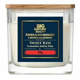 Świeca Sojowa do Masażu SWEET KISS Truskawka, Malina i Róża 80 g - Big Nature