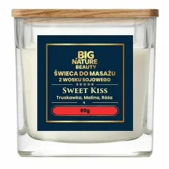 Świeca Sojowa do Masażu SWEET KISS Truskawka, Malina i Róża 80 g - Big Nature