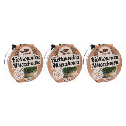 3 x Kiełkownica Szklana Miseczkowa +Nasiona na Kiełki Rzeżucha 10 g - Semini
