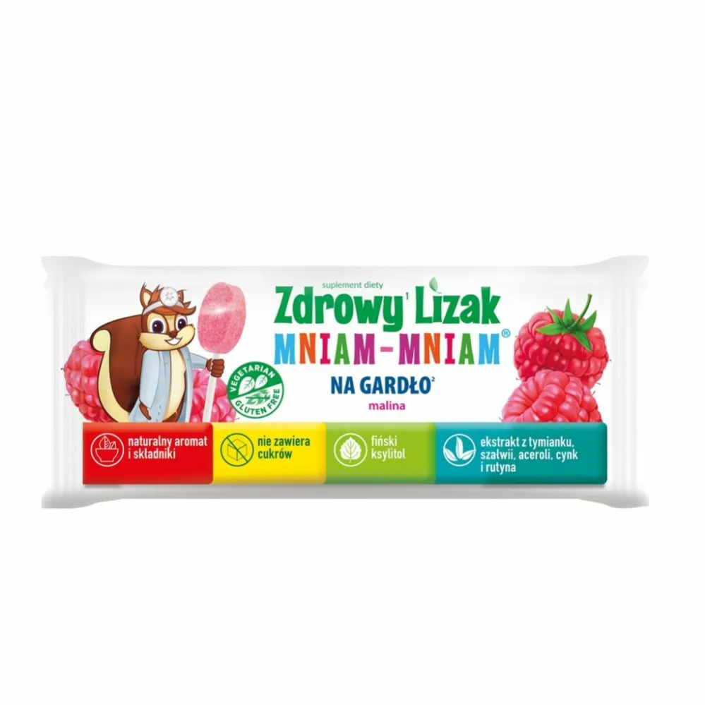 Zdrowy Lizak Mniam - Mniam na Gardło Łezka Malina - Starpharma