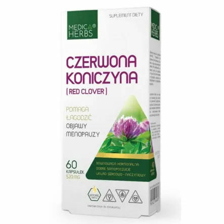 Czerwona Koniczyna (Red Clover) Ekstrakt 60 Kapsułek 520 mg - Medica Herbs 