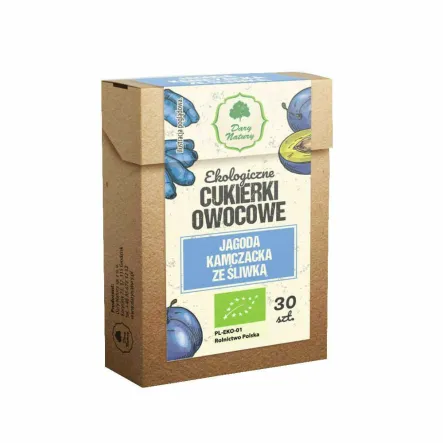 Cukierki Owocowe Jagoda Kamczacka ze Śliwką Eko 30 g - Dary Natury - Przecena Krótka Data Minimalnej Trwałości