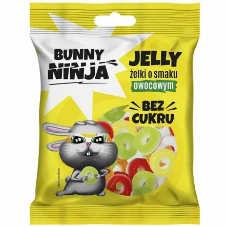 KETO Żelki Bez Dodatku Cukru o Smaku Owocowym Kółeczka 75 g - Bunny Ninja