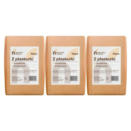 3 x Mąka z Płaskurki Pełnoziarnista Typ 2000 1 kg - Naturalnie Zdrowe