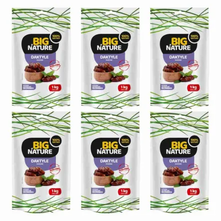 Zestaw 6 x Daktyle Suszone Naturalne bez Pestek 1 kg -  Big Nature 