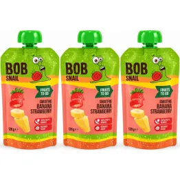 3 x Smoothie Bananowo-Truskawkowe Bez Dodatku Cukru 120 g - Bob Snail