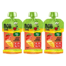 3 x Smoothie Bananowo-Truskawkowe Bez Dodatku Cukru 120 ml - Bob Snail
