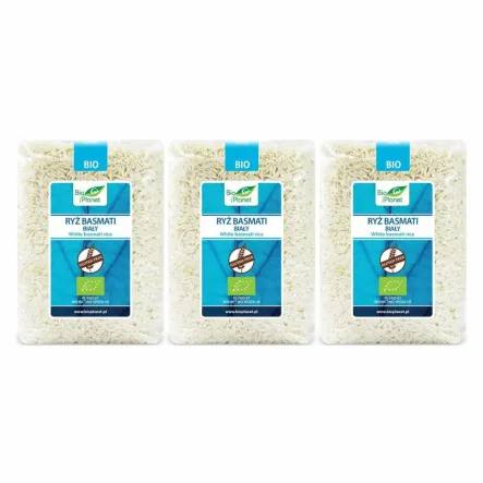 Zestaw 3 x Ryż Basmati Biały Bio 1 kg - Bio Planet