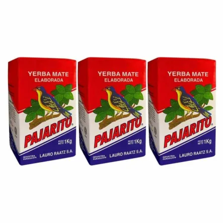 Zestaw 3 x Yerba Mate Pajarito Elaborada Con Palo Tradicional 1 kg