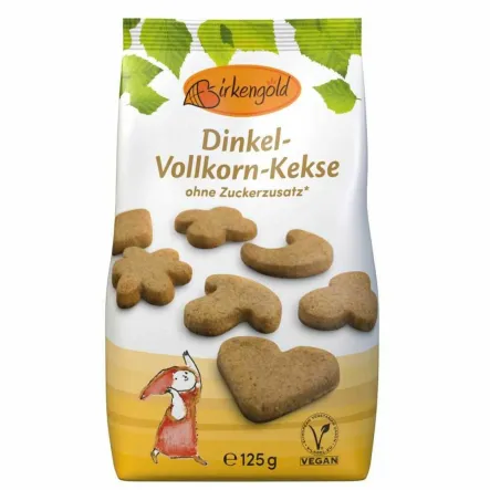 Ciastka Orkiszowe Pełnoziarniste Bez Dodatku Cukru 125 g - Birkengold
