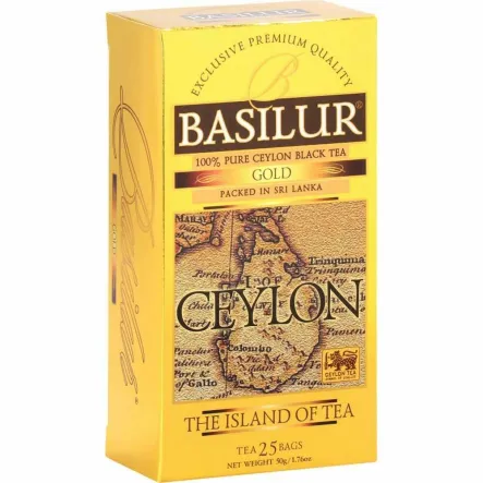 Herbata Czarna GOLD CEYLON Bez Dodatków 25 Saszetek  (25x 2 g) - Basilur