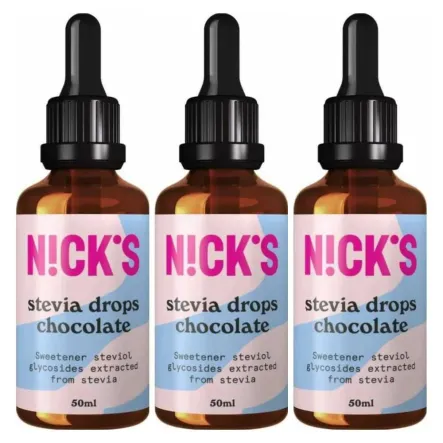 3 x Słodzik w Płynie Stevia Drops Chocolate 50 ml - Nicks