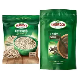 Słonecznik Łuszczony Flowpack 1 kg Targroch  + Wanilia Laska 1 sztuka Targroch 