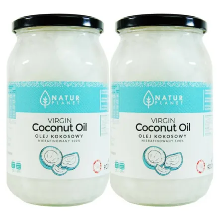 2 x Olej Kokosowy Nierafinowany Virgin 100% Tłoczony na Zimno 900 ml - Natur Planet