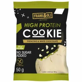 Ciastko Proteinowe Pistacjowe z Białą Czekoladą Bez Dodatku Cukru Bezglutenowe 50 g - Frank&Oli