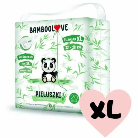 Pieluszki z Włóknem Bambusowym Rozmiar XL 12-18 kg (20 szt.) Bamboolove - Wyprzedaż